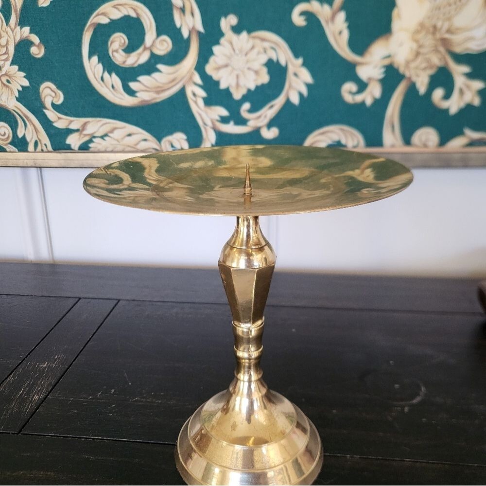 LARGE VINTAGE PILLAR SPIKED CANDLE HOLDER 7'H - Picture 2 of 5